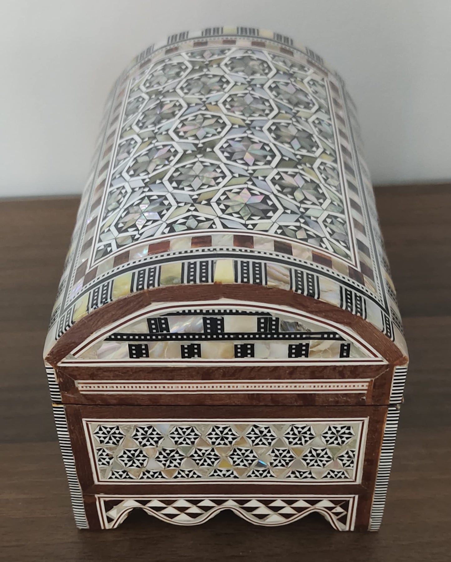 Handmade Egyptian Jewelry Box – Mother of Pearl Inlay – Decorative Wooden Trinket Box for Women Oriental Keepsake Storage Organizer ((8" X 5" x 5" inch M04)