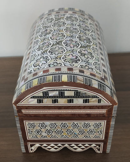 Handmade Egyptian Jewelry Box – Mother of Pearl Inlay – Decorative Wooden Trinket Box for Women Oriental Keepsake Storage Organizer ((8" X 5" x 5" inch M04)