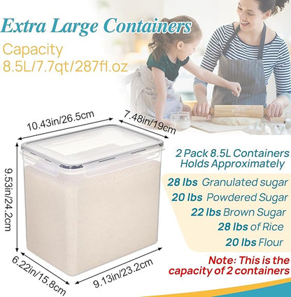 Vtopmart 8.5L 2 Pack Extra Large Flour Sugar Storage Containers