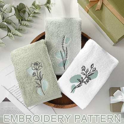 Abstract Botanical Hand Towels Boho Sage Green Botanical Bathroom Decor 14x29