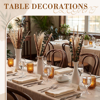 Hushee 3 Set Pampas Grass Decor with Ceramic Vases, 60 Pcs Dried Pampas Grass Arrangement, Boho Decor Set for Farmhouse Living Room Table Centerpiece Entryway Shelf Decoration