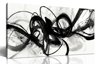 AUUZAIUA Abstract Wall Art for Living Room Black and White Swirl Lines Pictures Large Minimalist Artwork for Bedroom Kitchen Office Canvas Prints 20"x40"