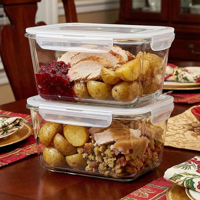 2 Pack Large Glass Food Storage Containers
