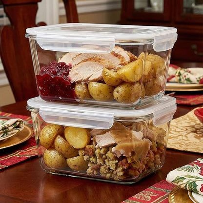 2 Pack Large Glass Food Storage Containers