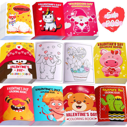 Eternity sky 54PCS Valentines Coloring Book for Kids-Valentine's Day Goodie Bag Stuffer Filler Gift School Classroom Activity Party Favors Supplies