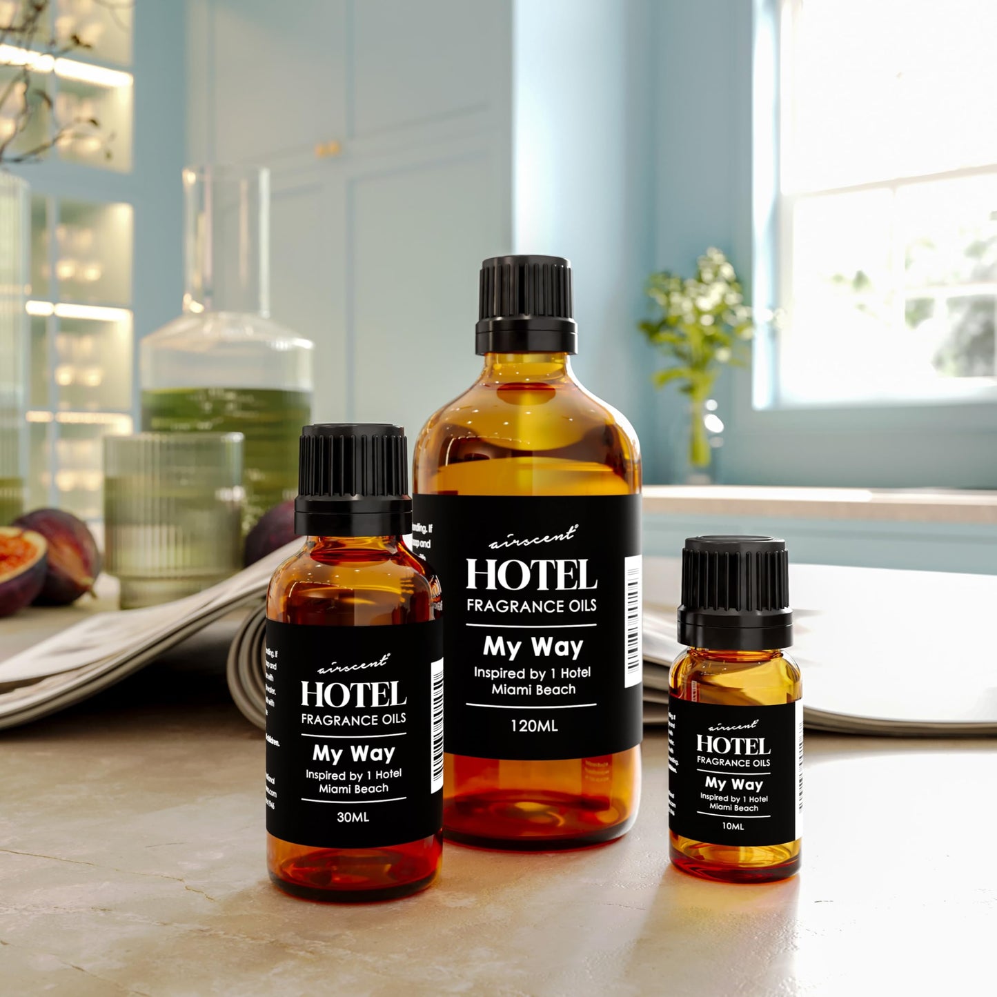 AirScent My Way Diffuser Oil Inspired by The 1 Hotel Miami Scent - Premium Fragrance Oil Blend for Ultrasonic and Waterless Diffusers and Crafting - 500 mL, 16.9 fl oz Glass Bottle