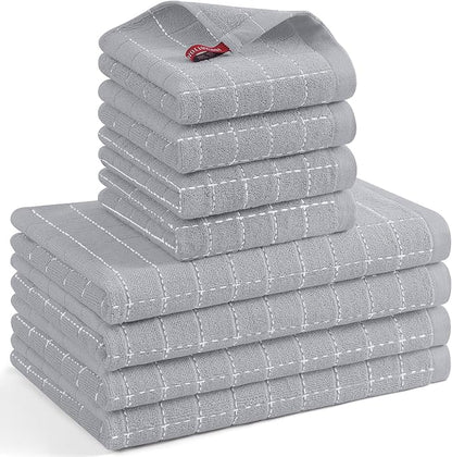 Mordimy 100% Cotton Terrycloth Kitchen Towels and Dishcloths Sets, Soft and