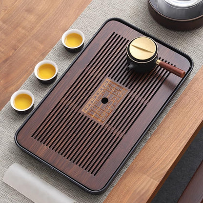 Dwysswyd 17 Inch Chinese Gongfu Bamboo Tea Tray with Water Storage for Kungfu Tea Set