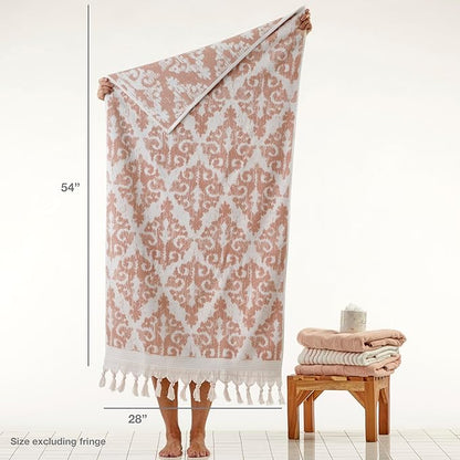 SKL Home Mirage Fringe 100% Turkish Cotton Bath Towel