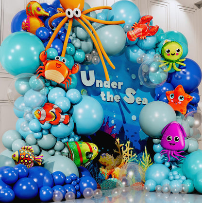 ALL-IN-1 Ocean Balloon Arch Kit with BONUS Under the Sea Animals (9x) - Under the Sea Balloon Arch Kit for Ocean Themed Party Decorations, Nemo Birthday Decorations, Under the Sea Decorations