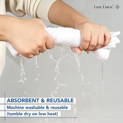 LANE LINEN White Washcloths 24 Pack