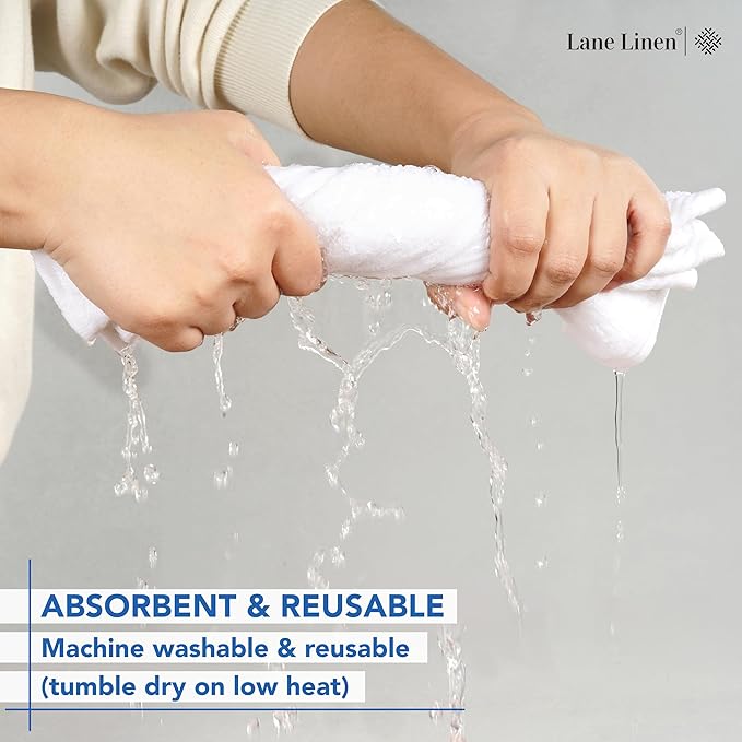 LANE LINEN 12 PC Wash Cloths Bathroom Set -100% Cotton Highly Absorbent