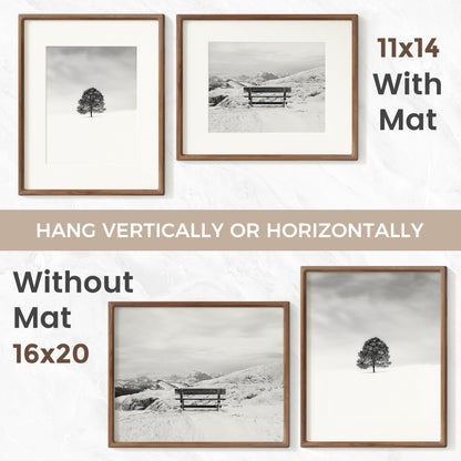 16 x 20 Picture Frame, USA-Sourced Natural Walnut Wood Photo Frame with Tempered Glass, Handcrafted Rounded Corner 16x20 Wooden Frame Matted to 11x14 Photos, Horizontal or Vertical Wall Mounting
