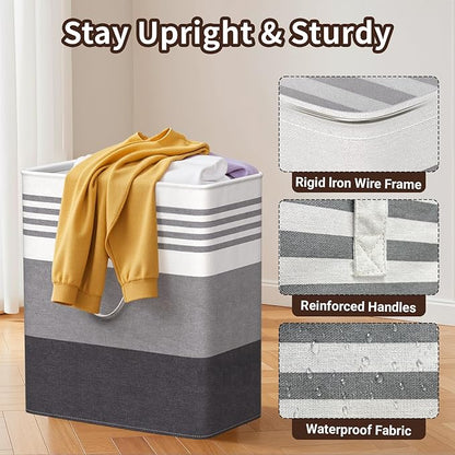 WOWBOX 2 Pack Laundry Hampers Baskets, Freestanding Dirty Clothes Hampers