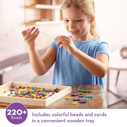 Melissa & Doug Created by Me! Bead Bouquet Deluxe Wooden Bead Set with 220+ Beads for Jewelry-Making Kits for Kids 4+ - FSC Certified