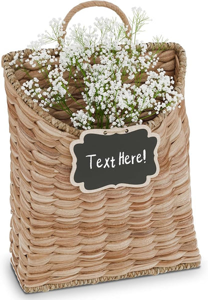 Boho Woven Wall Hanging Basket – Water Hyacinth Flat Back Basket