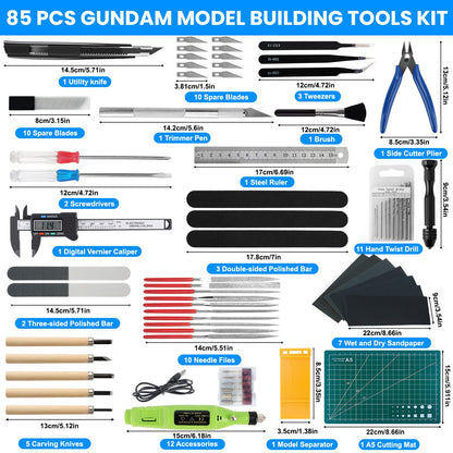 Gundam Tool Kit, 85 Pcs Professional Model Tool Kit for Gundam, Modeling Tools for Plastic Models, Gunpla Tool Kits for Adults, Model Building Tools Hobby Tools Craft Set for Repairing and Fixing