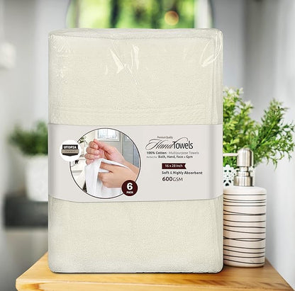 Utopia Towels 6 Pack Premium Hand Towels Set, 16 by 28 inches, 100% Ring Spun