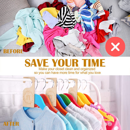 Patelai 7 Pcs Wooden Baby Closet Dividers for Clothes Organizer 1T to 7T Hanger Closet Dividers Nursery Organization for Home Baby Kids Newborn Infant Clothes(Wood)