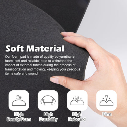 2 Pcs Black Polyurethane Foam Sheet- 16 x 12 x 1.5 Inch Cuttable Foam Inserts for Cases- Packing Foams Pads for Toolbox Camera Storage and Crafts