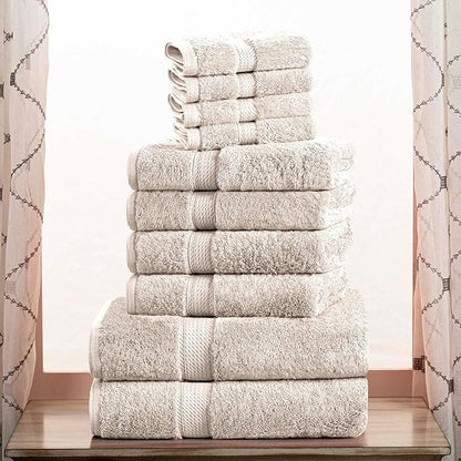 SUPERIOR Egyptian Cotton Pile 10 Piece Towel Set, Includes 2 Bath, 4 Hand