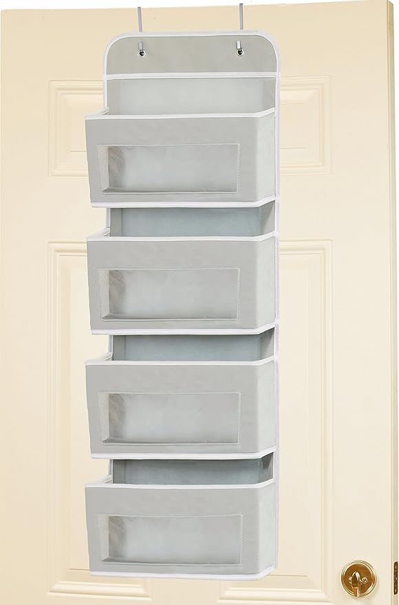 Simple Houseware 4 Clear Window Pocket Over Closet Door Storage Hanging