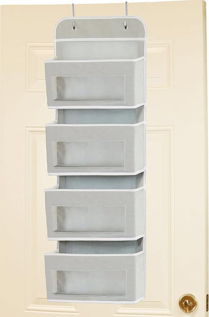 Simple Houseware 4 Clear Window Pocket Over Closet Door Storage Hanging