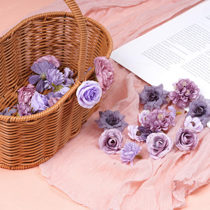 Faux Flowers Heads Small Decorative Flowers for Crafts Cake Wreath Garlands Wedding Table Home Decoration (54, purple)