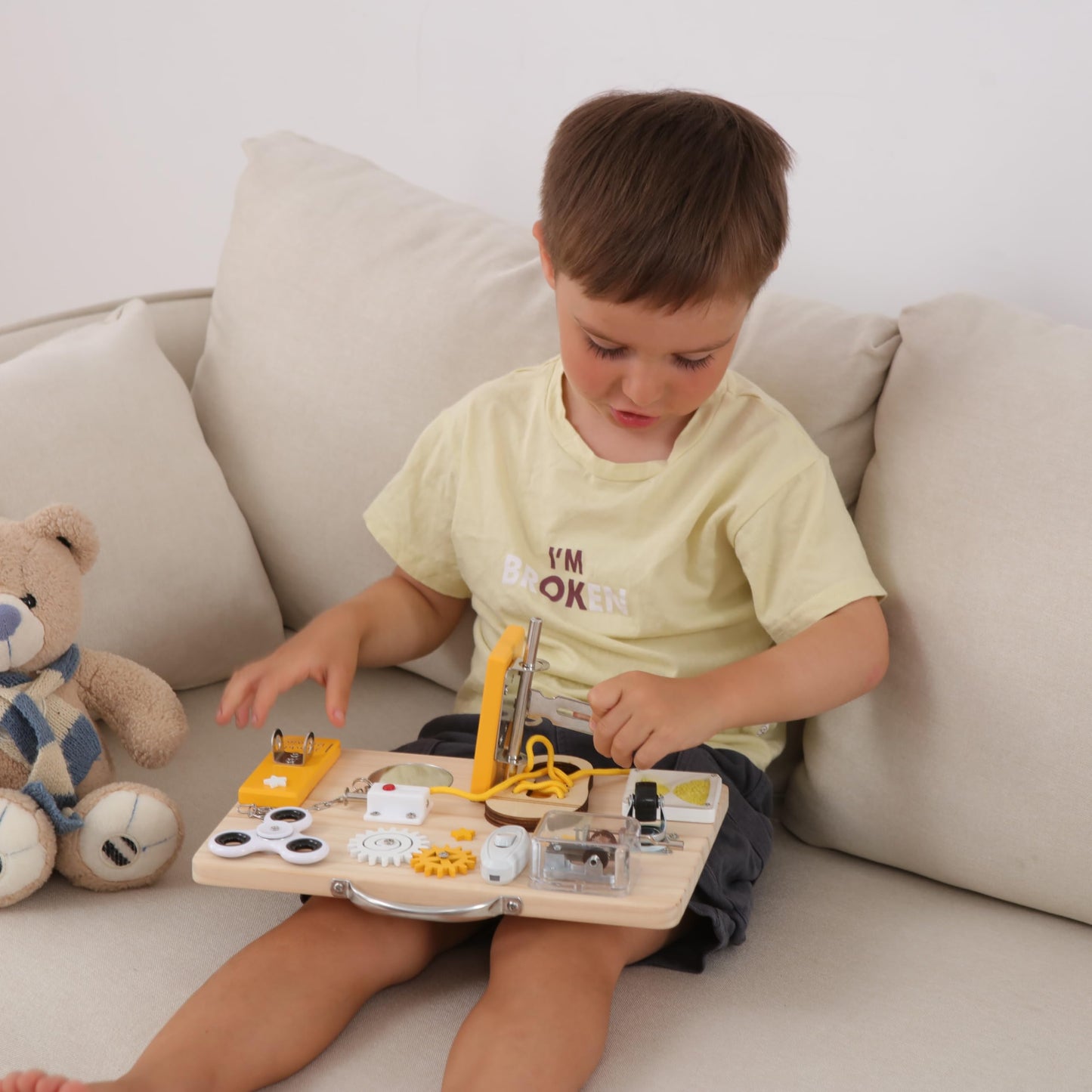 Jumble Dream Wooden Busy Board Montessori Toys for Toddlers and Educational Sensory Busy Board Autism Products & ADHD Activity Board for Learning - Kids Travel Toys for Toddlers Age 1 2 3 4 Years