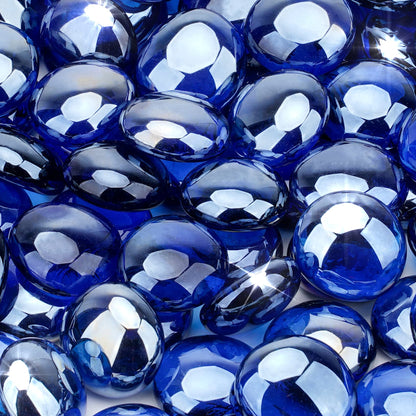 Stanbroil 10-Pound Fire Glass Beads - 1/2 inch Luster Fire Glass Drops for Fireplace Fire Pit | Gas Log Sets | Landscaping | Fish Tank, Royal Cobalt Blue Luster