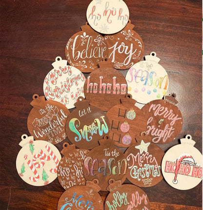 FCDECOR 4.9" 100PCS Christmas Wooden Ornaments Unfinished, DIY Christmas Crafts for Kids Wood Slices DIY Crafts Supplies for Girls Adults, Xmas Ornaments Holiday Decoration