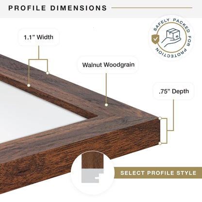 MCS Studio Gallery 18x24 Poster Frame Walnut Woodgrain Engineered Wood, Vertical & Horizontal Wall Hanging Large Picture Frame for Photos, Posters & Art Prints (1-Pack)
