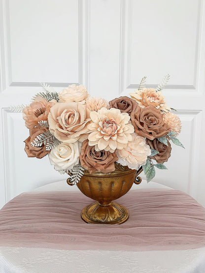 FACINOC Roses Artificial Flowers Nude Fake Flower for DIY Wedding Bouquet Bridal Baby Shower Decorations Party Table Centerpieces Cake Decorating Silk Floral Arrangement Home Decor Indoor Beige