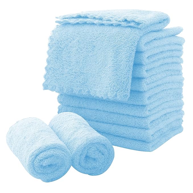 MOONQUEEN Microfiber Facial Cloths Fast Drying Washcloth 12 Pack