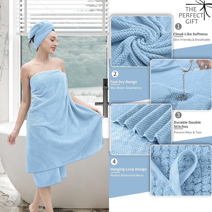Extra Large Bath Towel Set of 4, Oversized Bath Sheet Super Soft Highly