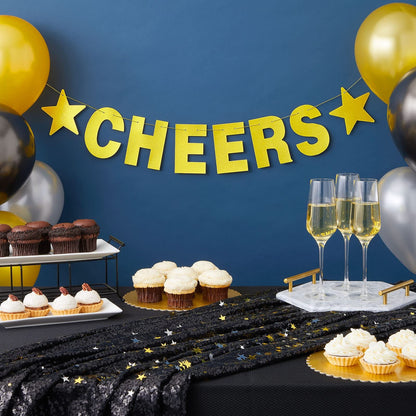 Make Your Own Banner Kit - 130-Piece, Gold Glitter, 5-Inch Characters - DIY Banner Kit with Glitter String Letters for Birthday & Wedding Party Decor
