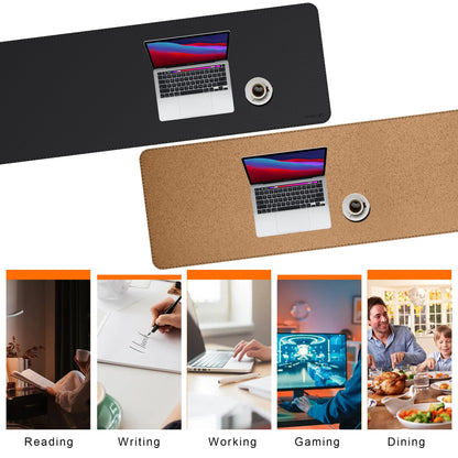 Mydours 70.9"x19.7" Black Desk Pad - Premium Dual-Sided PU Leather & Cork Design for Home and Office, Ultra-Wide Mouse Mat with Smooth Gaming Surface, Protects Desks from Heat, Ink & Liquid Spills