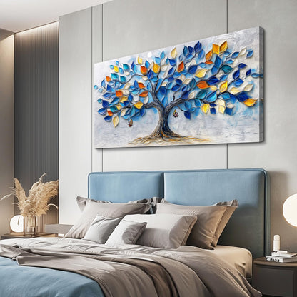 VXMXFTE Wall Art For Living Room Bedroom Wall Decor For Office Dining Room Abstract Blue Tree Painting Restaurant Hallway Wall Home Decor Prints Canvas Artwork Picture Ready To Hang 20x40 Inches