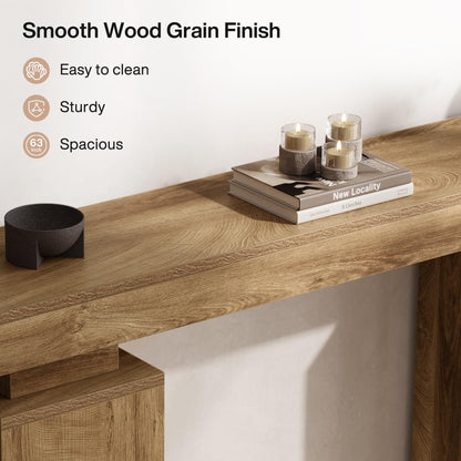 Tribesigns 63-Inch Long Console Table, Farmhouse Entryway Table Behind Couch, Wooden Foyer Stand Entry Station, Modern Hallway Accent Furniture for Living Room Decor, Entrance, Natural Wood Finish