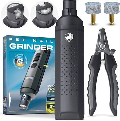 PETPROVED Dog Nail Grinder Quiet Dog Nail File Pet Toenail Grinder for Dogs Quiet Cat Electric Drill Trimmer for Large Dogs Small Medium Pet Electric Trimmer Drill for Dogs with Guard (Grey)