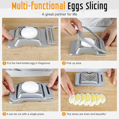 Egg Slicer for Hard Boiled Eggs, Stainless Steel Wire, Multipurpose Heavy Duty Aluminium Egg Cutter for Egg, Salads, Sandwiches, Strawberries, Mushrooms, Soft Cheese, Fruit, Gold