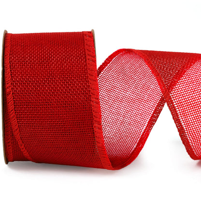LaRibbons Red Burlap Wired Ribbon, 2.5 Inch x 12 Yards Red Burlap Fabric Ribbon for Crafts, Wreath, Bows, Gift Wrapping, Tree, Christmas Halloween Outdoor Decoration