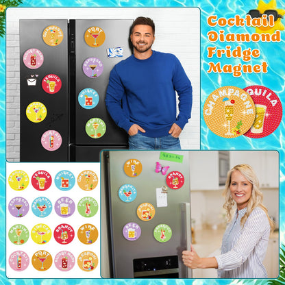 Saysurey 16 Pcs Diamond Art Magnet Kits Diamond Painting Magnets DIY for Adults Crafts Refrigerator Painting Stickers Kits for Gifts Home Decor (Motivational)