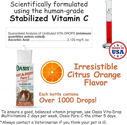 Oasis #80254 Vita Drops-Pure C for Guinea Pig,2-Ounce,Packaging May Vary,(Pack of 2)
