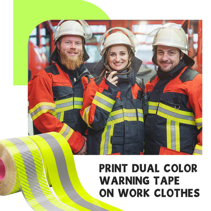Crowye 2 Pcs 2" x 33ft/11 Yard High Visibility Reflective Heat Transfer Vinyl Tape Silver Iron on Fabric Clothing Tape Safety Heat Transfer Film Supplies for Shirts, 2 Styles(Stripe, Plain, Yellow)