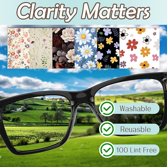 6 PCS Glasses Cleaning Cloth Eyeglass Lens Microfiber Cleaning Cloth Reusable