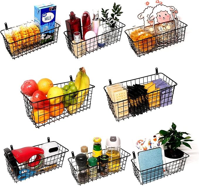 Joben Oligey 3 Set Hanging Wire Baskets, Wall Mount Fruit Basket, No Drilling