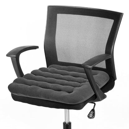 BUYUE Good Support Office Chair Cushion Padded, Soft Velvet Comfortable Non-Slip Seat Cushion for Computer Desk Kitchen Chair (1 Count, Gray)