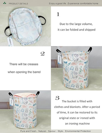 Round waterproof laundry basket, gift basket, suitable