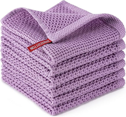 BOOMIBOO 6-Pack Kitchen Dish Cloths, 100% Cotton Waffle Weave, Ultra Soft
